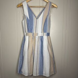 Altar'd State Blue and Tan Striped Mini Dress